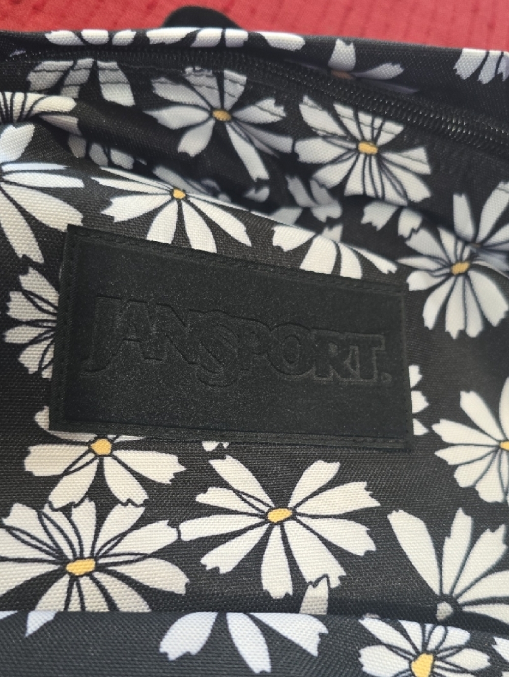 Jansport Black Daisy Print Backpack - Picture 3 of 12